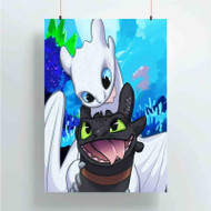 Onyourcases Toothless and Lightfury Custom Poster Silk Poster Wall Decor Best Home Decoration Wall Art Satin Silky Decorative Wallpaper Personalized Wall Hanging 20x14 Inch 24x35 Inch Poster