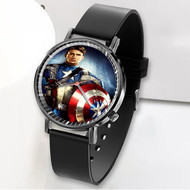Onyourcases Captain America Custom Watch Awesome Unisex Black Classic Plastic Quartz Top Brand Watch for Men Women Premium with Gift Box Watches