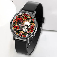 Onyourcases Floral Skull Custom Watch Awesome Unisex Black Classic Plastic Quartz Top Brand Watch for Men Women Premium with Gift Box Watches