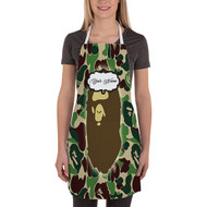 Onyourcases A Bathing Ape Custom Personalized Name Kitchen Apron Awesome With Adjustable Strap and Pockets For Cooking Baking Cheff Cafe Coffee Barista Bartender