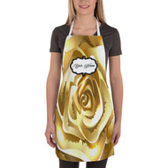 Onyourcases Gold FLowers Custom Personalized Name Kitchen Apron Awesome With Adjustable Strap and Pockets For Cooking Baking Cheff Cafe Coffee Barista Bartender