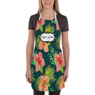 Onyourcases hibiscus Custom Personalized Name Kitchen Apron Awesome With Adjustable Strap and Pockets For Cooking Baking Cheff Cafe Coffee Barista Bartender