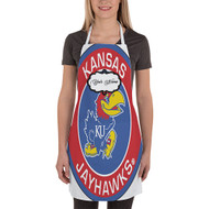 Onyourcases Kansas Jayhawks Custom Personalized Name Kitchen Apron Awesome With Adjustable Strap and Pockets For Cooking Baking Cheff Cafe Coffee Barista Bartender