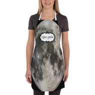 Onyourcases Moon Custom Personalized Name Kitchen Apron Awesome With Adjustable Strap and Pockets For Cooking Baking Cheff Cafe Coffee Barista Bartender