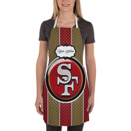 Onyourcases San Francisco 49ers NFL Custom Personalized Name Kitchen Apron Awesome With Adjustable Strap and Pockets For Cooking Baking Cheff Cafe Coffee Barista Bartender