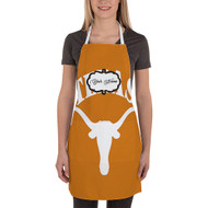 Onyourcases Texas Longhorns Custom Personalized Name Kitchen Apron Awesome With Adjustable Strap and Pockets For Cooking Baking Cheff Cafe Coffee Barista Bartender