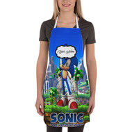 Onyourcases Sonic The Hedgehog Custom Personalized Name Kitchen Apron With Adjustable Awesome Strap and Pockets For Cooking Baking Cheff Cafe Coffee Barista Bartender