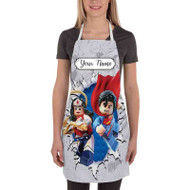 Onyourcases Wonder Woman and Superman lego Custom Personalized Name Kitchen Apron With Adjustable Awesome Best Brand Strap Pockets For Cooking Cafe Baking Cheff Coffee Barista Bartender