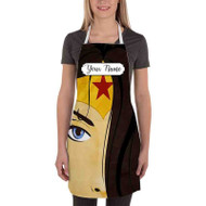 Onyourcases Wonder Woman Face Art Custom Personalized Name Kitchen Apron With Adjustable Awesome Best Brand Strap Pockets For Cooking Cafe Baking Cheff Coffee Barista Bartender