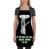 Onyourcases Yoda Star Wars Talk To My Hand Custom Personalized Name Kitchen Apron With Adjustable Awesome Best Brand Strap Pockets For Cooking Cafe Baking Cheff Coffee Barista Bartender