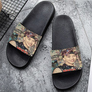 Onyourcases Jimmin BTS Custom Adults Slippers Flip-flops Shoes Shoes Adults Black And White Slippers Non Slip Slippers