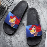 Onyourcases Ariel and Flounder The Little Mermaid Custom Adults Slippers Flip-flops Shoes Shoes Adults Black And White Slippers Non Slip Slippers