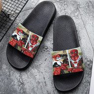 Onyourcases American Gothic Harley Quinn and Deadpool Custom Adults Slippers Flip-flops Shoes Shoes Adults Black And White Slippers Non Slip Slippers