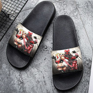Onyourcases Wade Harley Deadpool Harley Quinn Custom Adults Slippers Flip-flops Shoes Shoes Adults Black And White Slippers Non Slip Slippers