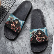 Onyourcases Wonder Woman DC Comics Superhero Custom Adults Slippers Flip-flops Shoes Shoes Adults Black And White Slippers Non Slip Slippers