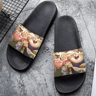Onyourcases Zootopia Judy Hopps and Nick Wilde Custom Adults Slippers Flip-flops Shoes Shoes Adults Black And White Slippers Non Slip Slippers