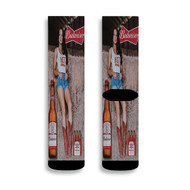 Onyourcases Budweiser Beer Poster Girl Custom Socks Sublimation Awesome Printed Sports Brand New Elite Socks Polyester Bottoms Gymnastic Running Yoga School Basketball Skatebording Spandex