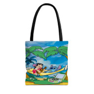 Onyourcases Disney Lilo and Stitch at Beach Custom Personalized Tote Bag Canvas Bag Pouch Pocket Bag New Book School Hang Out Polyester Cotton Bags All Over Print Tote Bag Work Travel Bags Fashionable Totebag