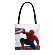 Onyourcases Spiderman With Captain America Shield Trends Custom Personalized Tote Bag Canvas Bag Pouch Pocket Bag Book School Polyester Cotton Bags All Over Print Tote Bag Work Travel Bags Fashionable Totebag