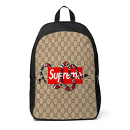 Onyourcases Gucci Snake Supreme Custom Backpack Unisex Personalized Waterproof Travel Bag School Bag Work Bag Laptop Lunch Office Book Fabric Backpack