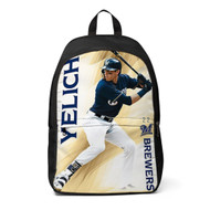 Onyourcases Christian Yelich MLB Milwaukee Brewers Custom Backpack Unisex Personalized Waterproof Awesome Brand Travel Bag School Bag Work Bag Laptop Lunch Office Book Fabric Backpack