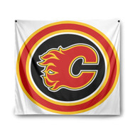 Onyourcases Calgary Flames NHL Custom Printed Silk Fabric Tapestry Indoor Wall Decor Art Hanging Home Arts Decorative Wall Painting