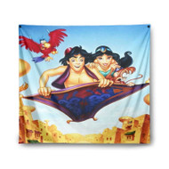 Onyourcases Disney Aladdin and Jasmine WIth Monkey Custom Printed Silk Fabric Tapestry Indoor Room Wall Decor Art Hanging Home Decorative Brand Wall Painting Background Backdrop