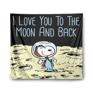 Onyourcases Snoopy Love Moon Custom Printed Silk Fabric Tapestry Indoor Room Wall Decor Art Hanging Home Decorative Brand Wall Painting Background Backdrop