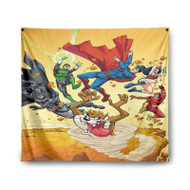 Onyourcases Tasmanian Devil vs Justice League DC Comics Custom Printed Silk Fabric Tapestry Indoor Room Wall Decor Art Brand Hanging Home Decorative Wall Painting Background Backdrop