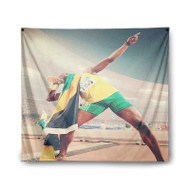 Onyourcases Usain Bolt Products Custom Printed Silk Fabric Tapestry Indoor Room Wall Decor Art Brand Hanging Home Decorative Wall Painting Background Backdrop