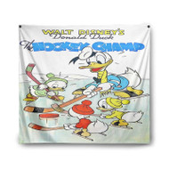 Onyourcases Disney Donald Duck The Hockey Champ Custom Printed Silk Fabric Tapestry Indoor Room Wall Decor Art Hanging Home Decorative Wall Painting Brand Background Backdrop