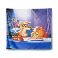 Onyourcases Lady and the Tramp Romantic Night Custom Printed Silk Fabric Tapestry Indoor Room Wall Decor Art Hanging Home Decorative Wall Painting Brand Background Backdrop