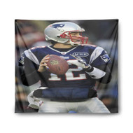 Onyourcases Tom Brady New England Patriots Football Custom Printed Silk Fabric Tapestry Indoor Room Wall Decor Art Hanging Home Decorative Wall Painting Brand Background Backdrop