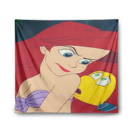 Onyourcases Ariel and Flounder Disney Custom Printed Silk Fabric Tapestry Indoor Room Wall Decor Art Hanging Home Decorative Wall Arts Painting Brand Background Backdrop