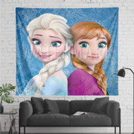 Onyourcases Anna and Elsa Frozen Custom Printed Silk Fabric Tapestry Indoor Room Wall Decor Art Hanging Home Decorative Wall Painting Arts Brand Background Backdrop