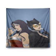 Onyourcases Catwoman and Wonder Woman Sexy Custom Printed Silk Fabric Tapestry Indoor Room Wall Decor Art Hanging Home Decorative Wall Painting Arts Brand Background Backdrop