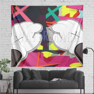 Onyourcases Kaws Paws Custom Printed Silk Fabric Tapestry Indoor Room Wall Decor Art Hanging Home Decorative Wall Painting Arts Brand Background Backdrop