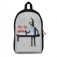 Onyourcases Bender Futurama Kill All Human Custom Backpack Polyester Unisex Personalized Waterproof Travel Bag School Bag Work Bag Laptop Lunch Office Book Fabric Backpack