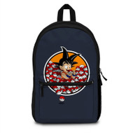 Onyourcases Goku Eat Pokeball Custom Backpack Polyester Unisex Personalized Waterproof Travel Bag School Bag Work Bag Laptop Lunch Office Book Fabric Backpack