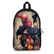 Onyourcases Spider Man vs Wolverine Custom Backpack Polyester Unisex Personalized Waterproof Travel Bag School Bag Work Bag Laptop Lunch Office Book Fabric Backpack