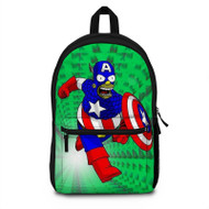 Onyourcases Bart Simpson Captain America Custom Backpack Polyester Unisex New Personalized Waterproof Travel Bag School Bag Work Bag Laptop Lunch Office Book Fabric Backpack