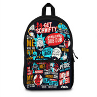 Onyourcases Rick and Morty Collage Quotes Custom Backpack Polyester Unisex New Personalized Waterproof Travel Bag School Bag Work Bag Laptop Lunch Office Book Fabric Backpack