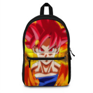 Onyourcases Goku Super Saiyan God Dragon Ball Red Custom Backpack Polyester Unisex Best Personalized Waterproof Travel Bag School Bag Work Bag Laptop Lunch Office Book Awesome Fabric Backpack