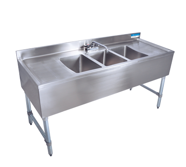 Underbar 3 Bay Sink With Double Drainboards New