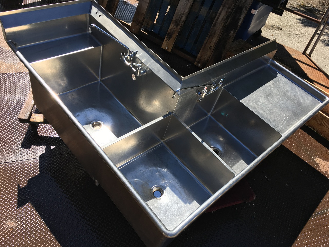 3 Bay Sink With Drainboards Nsf Custom Corner Sink