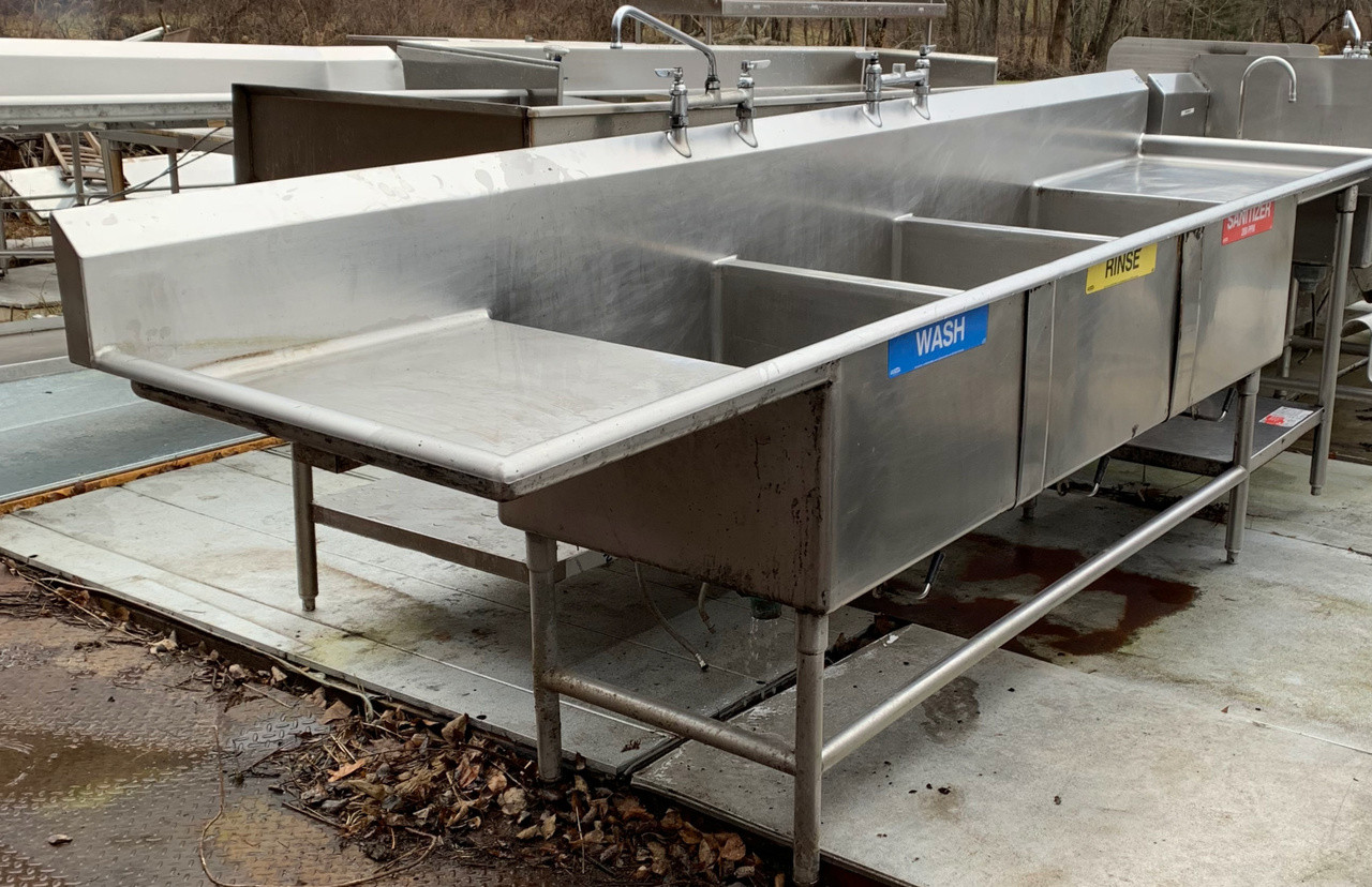 3 Bay Sink W 2 Drainboard And Under Shelf Nsf