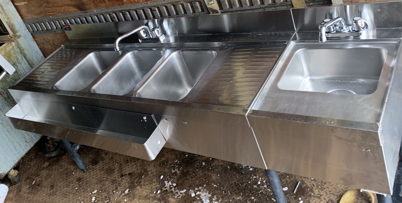 3 Bay Bar Sink With Hand Sink Attached