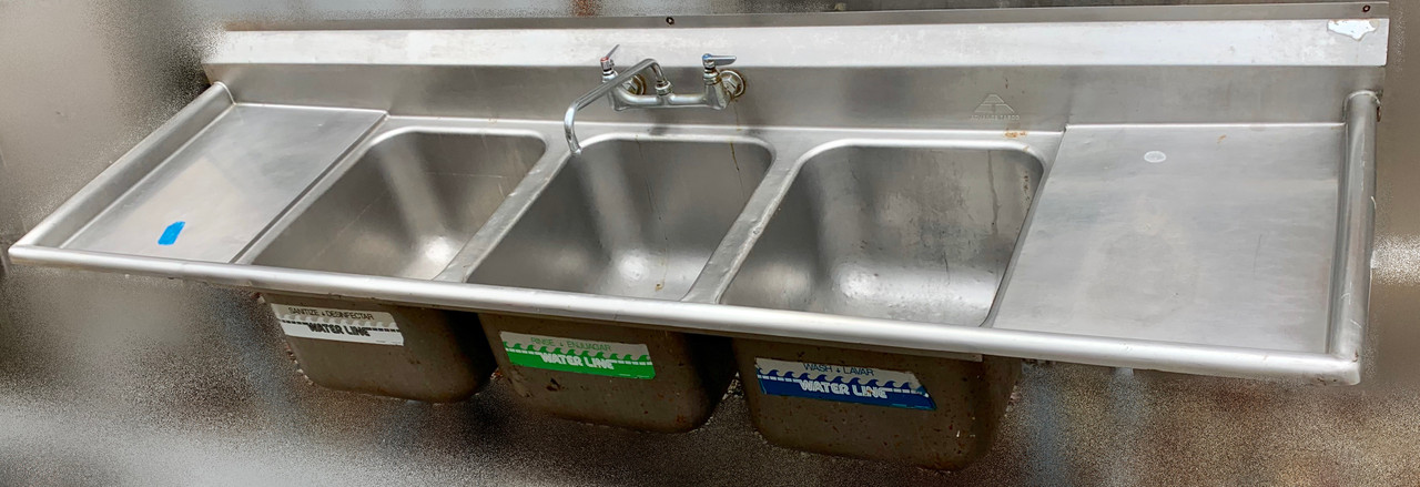 3 Bay Sink With 2 Drain Boards