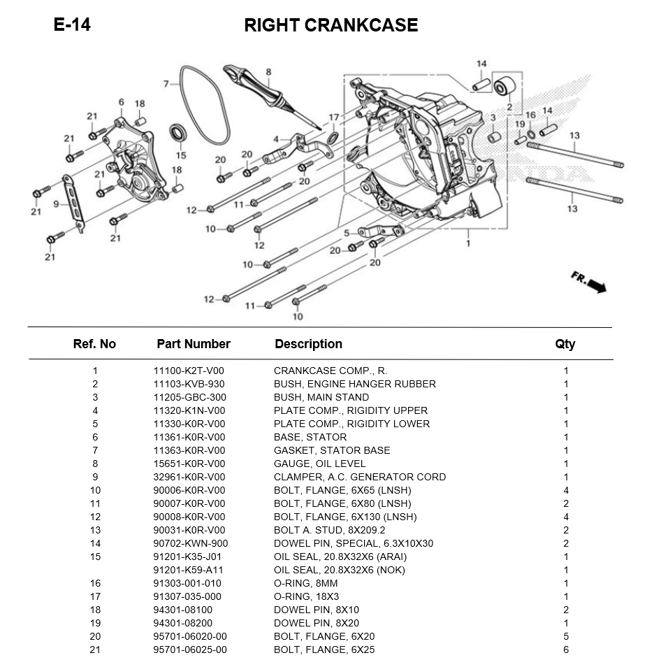 -E-14/ RIGHT CRANKCASE LEAD125 2025