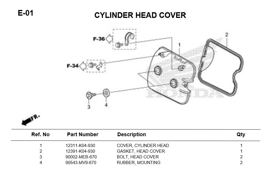 E-01-CYLINDER HEAD COVER FORZA300 2013